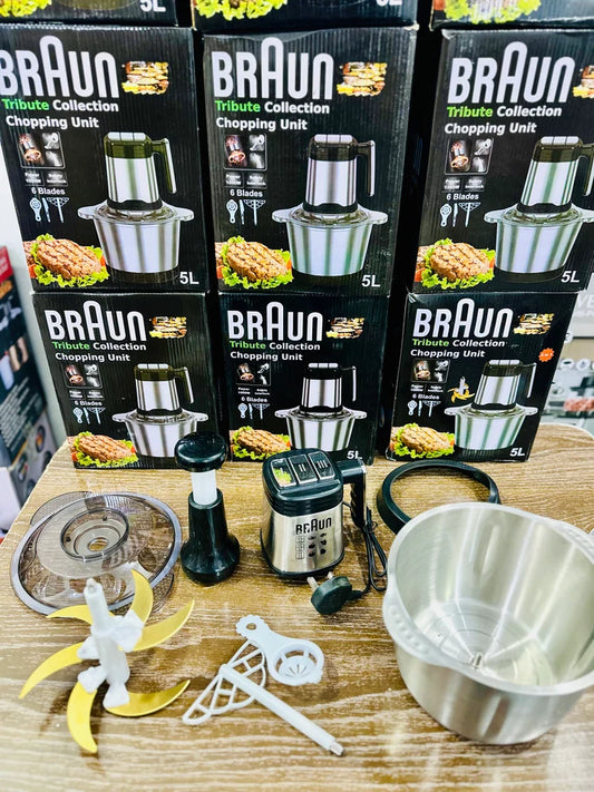 Braun 1000W Heavy Duty Meat Chopper – 5L Stainless Steel Bowl.